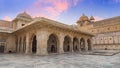 Amer Fort medieval royal palace architecture at sunrise at Jaipur, Rajasthan, India Royalty Free Stock Photo