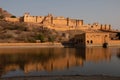 Amber Fort wth its large ramparts and series of gates and cobbled paths overlooking Maota Lake, Amer Royalty Free Stock Photo