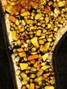 Amber gold glass pebble shards