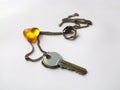 Amber heart with key and ring