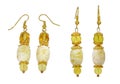 Amber jewelry earrings, bijouterie. Cut out image on a white background. Royalty Free Stock Photo