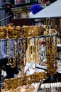 Amber jewelry in Gdansk, Poland Royalty Free Stock Photo