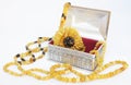 Amber jewelry and siver box