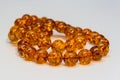 Amber Necklace In Close up view, Isolated object.