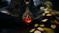 Autumn-inspired Amber Tree Pendant With Opal Stone