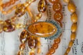 Amber necklaces and pendant Royalty Free Stock Photo