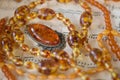 Amber necklaces and pendant Royalty Free Stock Photo