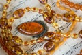 Amber necklaces and pendant Royalty Free Stock Photo