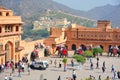 Amer Fort or Amber Fort. Decorated elephants