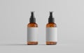 Amber Spray Bottle Mockup - Front & Back. Blank Label