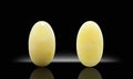 Amber succinite cabochon front and back on the black background Royalty Free Stock Photo