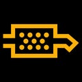 Amber vector graphic on a black background of a dashboard warning light for the diesel particulate filter Royalty Free Stock Photo