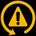 Amber vector graphic on a black background of a dashboard warning light for a malfunction of the traction control system Royalty Free Stock Photo