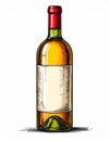Amber Wine Bottle with Blank Label Illustration Royalty Free Stock Photo
