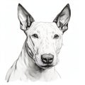 Ambient Occlusion Style Portrait Of Bull Terrier In Clean Inking