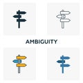 Ambiguity icon set. Four elements in diferent styles from big data icons collection. Creative ambiguity icons filled, outline,