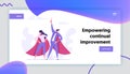 Ambition Business Success Concept with Superheroes Business People Characters. Motivational Banner with Proud Woman