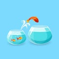 Ambition and Challenge Concept. Goldfish Escape