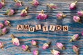 Ambition on wooden cube Royalty Free Stock Photo