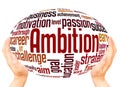 Ambition word cloud hand sphere concept