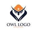 ambitious sharp vision eyes owl bird vector logo design Royalty Free Stock Photo