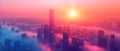 Ambitious Sunrise in a Minimalist Metropolis. Concept Urban Sunrise, Minimalist Aesthetics,