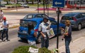 Ambiulant Newspaper vendor at Plaza Mexico, Vina Del Mar, Chile