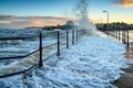 Amble Pier washed by the North Sea Royalty Free Stock Photo