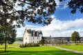 Amboise, France - 01 February 2020: Royal chateau and Chapel of Saint Hubert. Tomb of Great Renaissance master Leonardo da Vinci