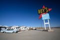 Amboy, CA, USA, November 1st, 2019: Legendary Roy`S Motel and Cafe on the historic Route 66