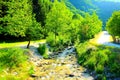 Ambro river flowing through a stream bed with vegetation Royalty Free Stock Photo