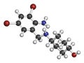 Ambroxol secretolytic drug molecule. Also often used in treatment of soar throat. Atoms are represented as spheres with