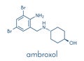 Ambroxol secretolytic drug molecule. Also often used in treatment of soar throat. Skeletal formula.