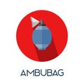 Ambu bag Resuscitator long shadow flat style medic icon illustration