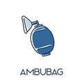 Ambu Bag valve mask minimalist out line hand drawn medic flat icon illustration