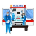 Paramedics assist a patient in an ambulance Royalty Free Stock Photo