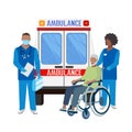 Paramedics assist a patient in an ambulance Royalty Free Stock Photo