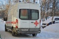 Ambulance arrived to the patient with covid in city of Kandalaksha in February 2022. Russia