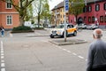 Ambulance arriving fast at accident place in German city