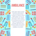 Ambulance banner with flat icons