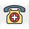 Ambulance call or emergency phone icon. Simple color version on light gray background