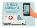 Ambulance car. Cartoon vector illustration Royalty Free Stock Photo