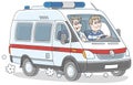 Ambulance car with a doctor and a driver