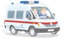 Ambulance car with a doctor and a driver