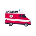 Ambulance car. Emergency Help service. Side view of Red emergency car on white background. Simple flat style vector Royalty Free Stock Photo