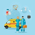 Ambulance car and emergency paramedic team. Royalty Free Stock Photo