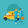 Ambulance car and emergency paramedic team. Royalty Free Stock Photo