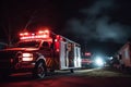 Ambulance car of emergency medical service on night street. Generative AI Royalty Free Stock Photo
