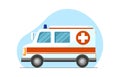 Ambulance car. Hospital transport. Emergency paramedic car symbol, side view. Medical concept. Vector illustration. Royalty Free Stock Photo