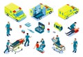 Ambulance Car Isometric Set